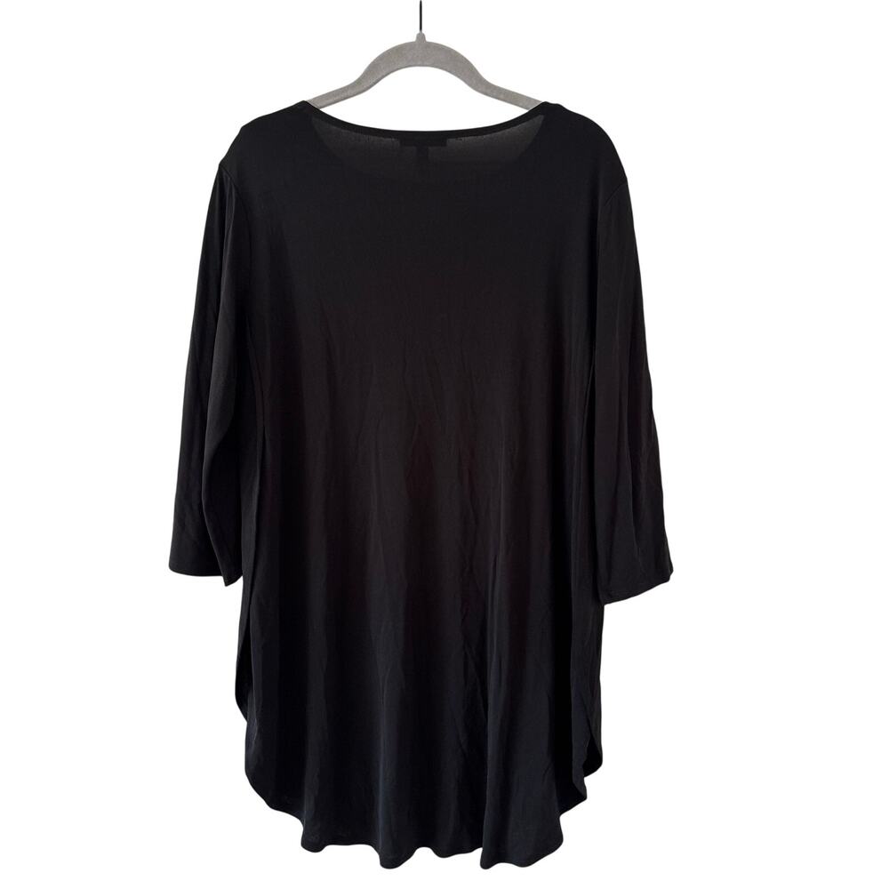 Alfani Womens Black Swing Tunic Top Large 3/4 Sleeve Stretch Flowy Career Plus - Picture 9 of 9